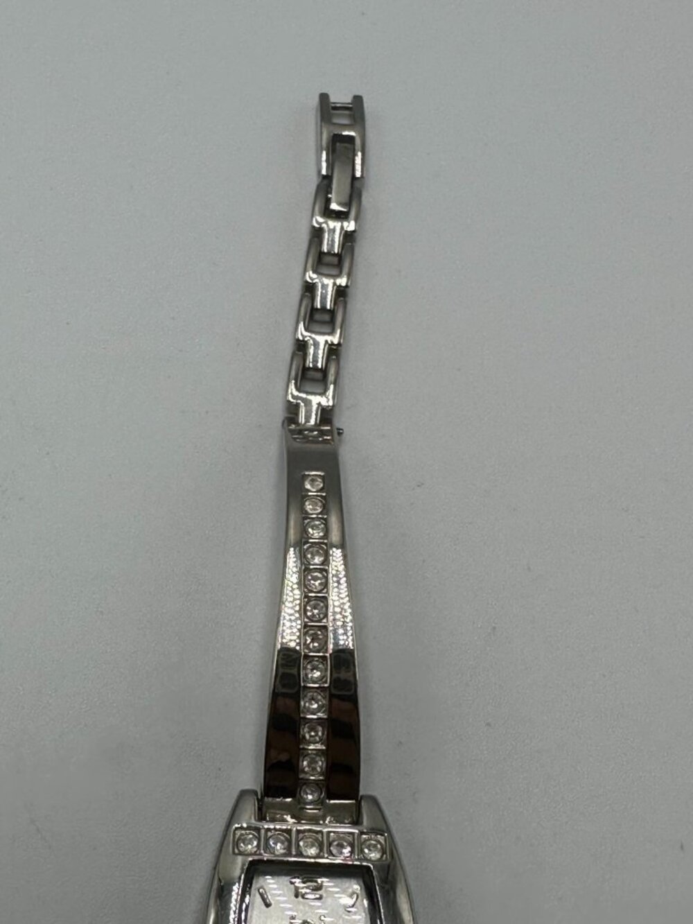 3/$30 L.E.I. Watch Women Silver Tone Barrel Case Rhinestone Accents 7" — image 3 of 8